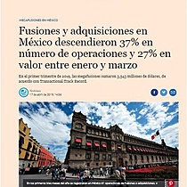 Fusiones y adquisiciones en Mxico descendieron 37% en nmero de operaciones y 27% en valor entre enero y marzo